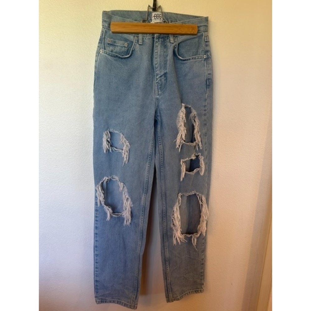 Y2K BDG Boyfriend Jeans Light Blue Distressed Ripped Denim Womens W26 High Rise